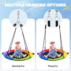 40″ Saucer Tree Swing for Kids Flying Bed Textilene Waterproof for Backyard