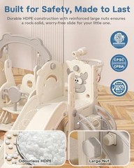 Toddler Slide and Swing Set, 7 in 1 Indoor Outdoor Toddler Playset Cream&gray