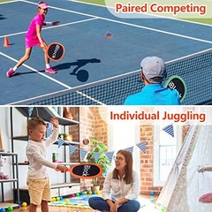 Outdoor Portable Bouncy Balls & Paddles Set for Kids or Adults