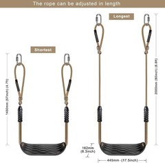 SELEWARE Plastic Swing Seat, Non Slip Tree Swing Set with Adjustable Rope