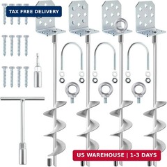Swing Set Anchors 20″ – Heavy Duty Ground Anchors Screw in with L-Brackets & Dri