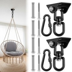 2 Pack Hammock Hanging Kit, Heavy Duty Hammock Swing Hardware Hooks with 360°…