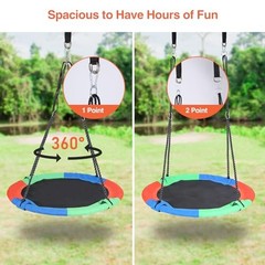 43″ Tree Swing for Kids Outdoor, Waterproof Large Round 43″-blue Green Orange