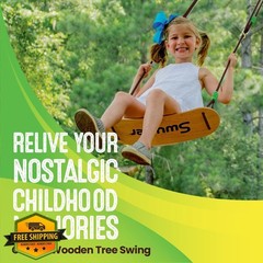 Swurfer Maple Wood Tree Swing Heavy Duty Rope