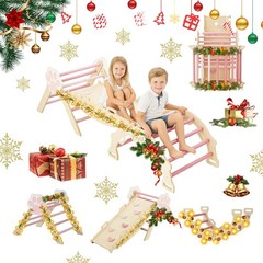 7-in-1 Pikler Triangle Climbing Set, Foldable Wooden Toddler Climbing Toys