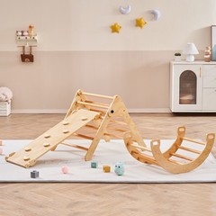 VEVOR Pikler Triangle Set 5in1 Montessori Climbing Toys for Toddlers Large Wood