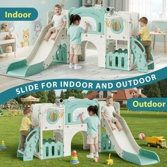 10-in-1 Slide Set for Kids Age 3+, Toddler Climber Slide Set with Drawing Board