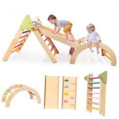 Foldable Pikler Triangle Climbing Toy with Slide for 5-IN-1 Climbing Toy