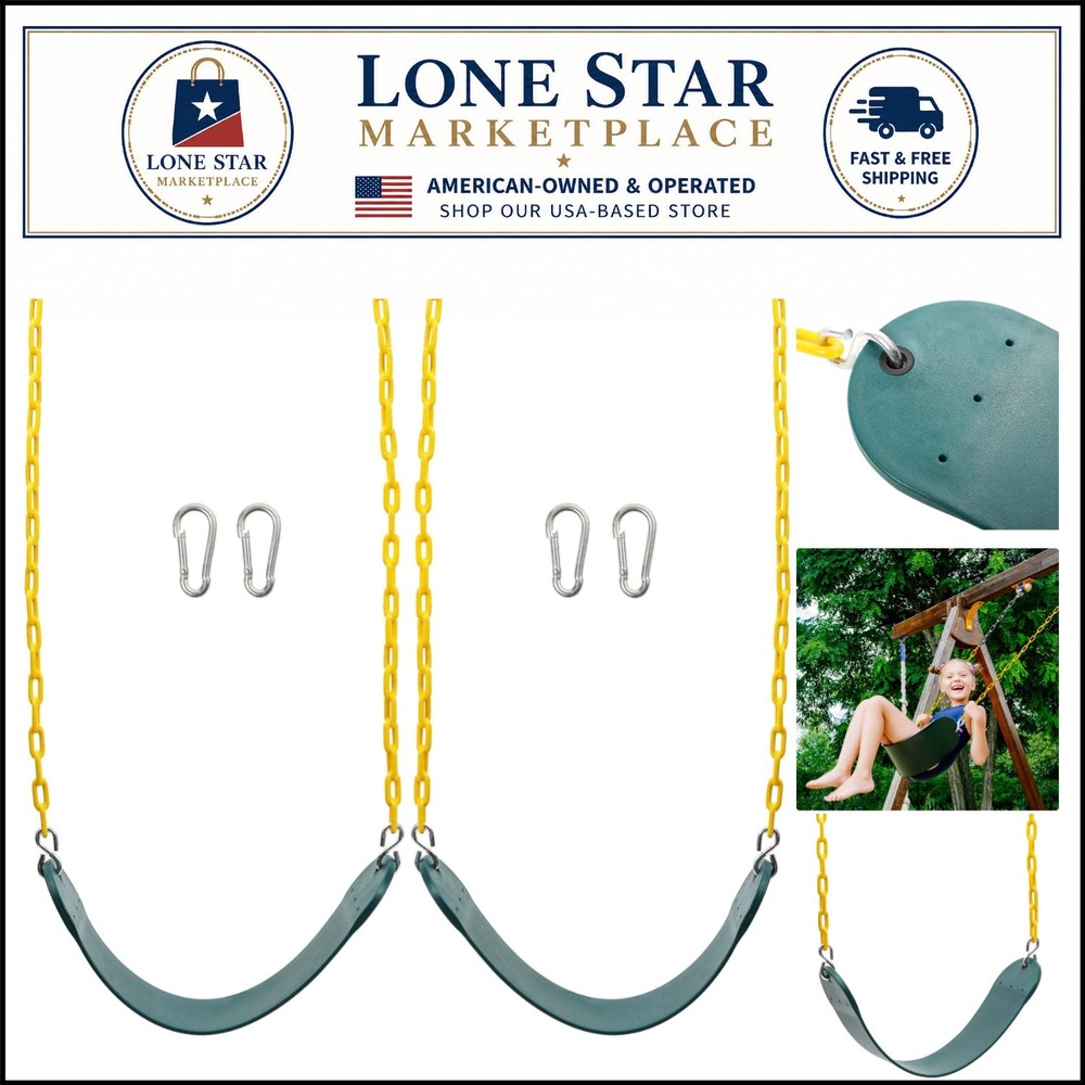 Soft EVA Swing Seats for Kids – 2-Pack with 66-Inch Chain, Non-Slip, Easy Clean