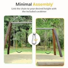 Outdoor Swings Seats with 66″ Rust-Resistant Heavy Duty Chain, Twin Green