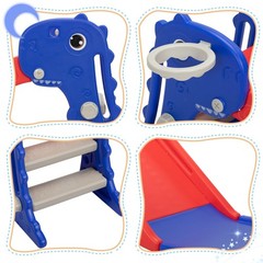 Kids Boys Girls Toddlers Climbing Slide Indoor Outdoor w/ Basketball Hoop