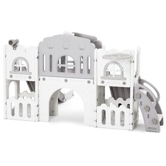 9 in 1 Kids Double Slides Toddler Backyard Playground Playset Indoor Outdoor