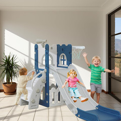 6-in-1 Toddler Slide & Climber Playset with Basketball Hoop & Telescope