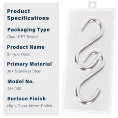2 Pcs Heavy Duty S Hooks 3.3 Inch – 304 Stainless Steel Hammock Hooks 557 lbs…