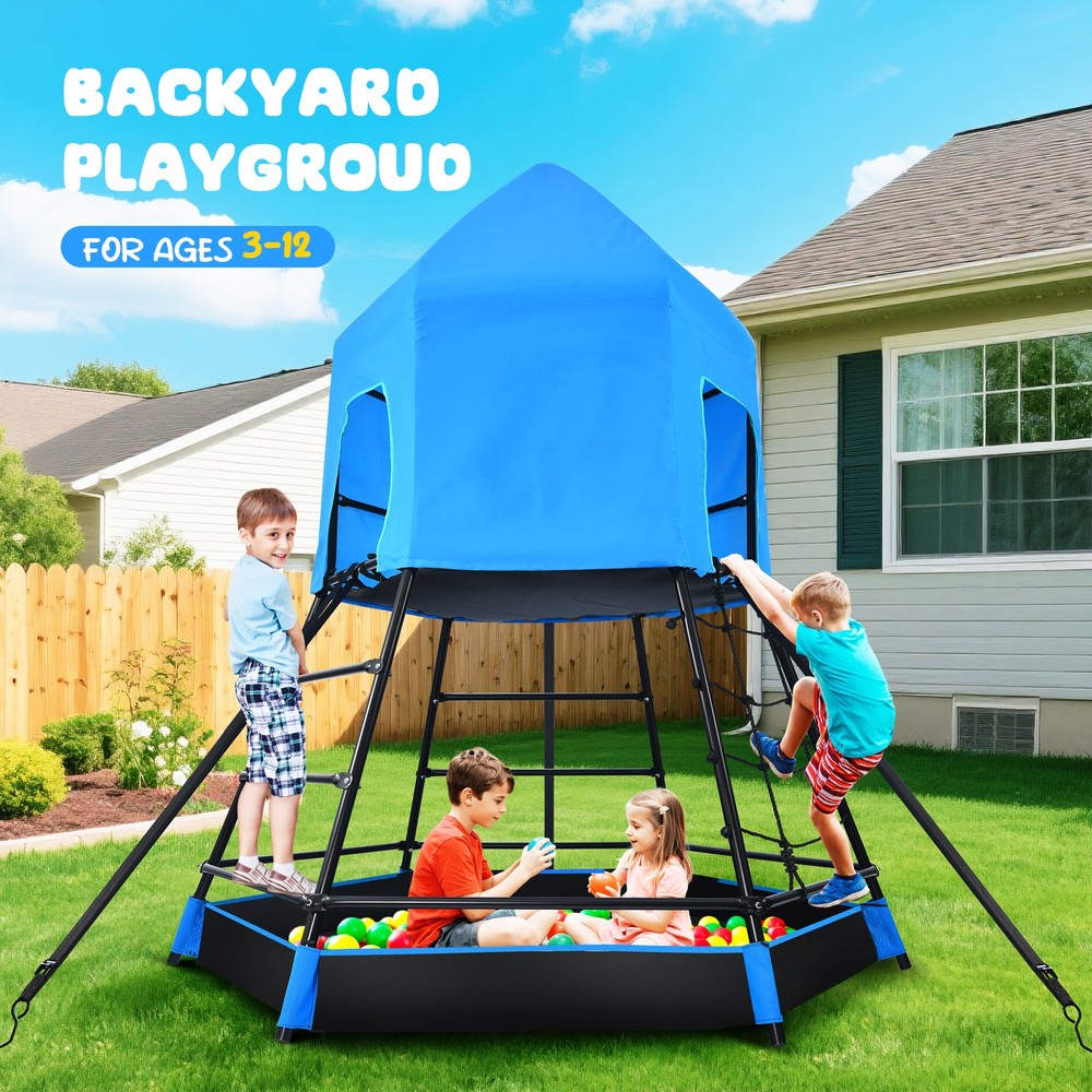 Climbing Toys Dome Climber w/ Platform & Tent Metal Outdoor Play Equipment Large
