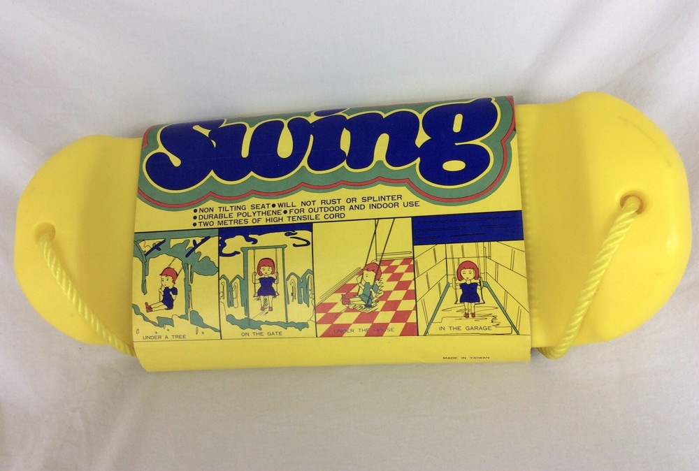 Vintage Kids Plastic Swing with Rope Yellow New