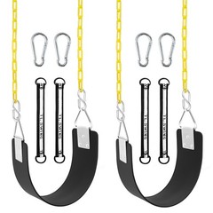 2 Pack Swing Set Seat with Metal Triangle Ring & 66Inch Anti-Rust Chains, Swi…