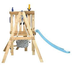 Outsunny 3 in 1 Wooden Outdoor Playset with Baby Swing Seat, Toddler Slide, Ages