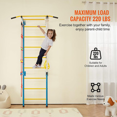 Indoor Jungle Gym for Toddlers, 5-In-1 Climbing Playset with Carbon Steel Swedis