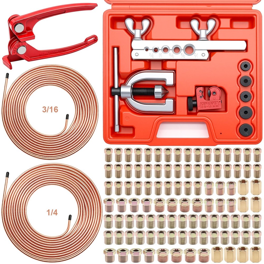 3/16Inch + 1/4 Inch Brake Line Repair Kit, 2 Set 25FT 3/16 1/4 Brake Line wit…