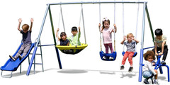 Taylor 700Lbs Galvanized Metal Swing Set for Kids for Backyard & Outdoors with T