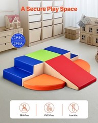 6-Piece Baby Climbing Blocks Set, PU Leather Encased, 25D Support Foam