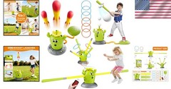 4-in-1 Cactus Outdoor Play Set for Kids Ages 3-8: Rocket Launcher, Baseball &…