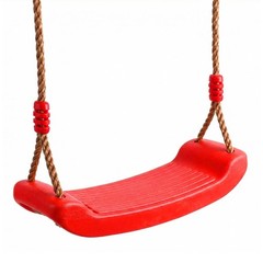 Heavy Duty Red Non-Slip Plastic Swing Seat, Adj Rope, Kids Indoor/Outdoor Fun