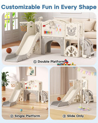 Toddler Slide Set with Basketball Hoop, Golf Game & Drawing Board, 13-In-1 Indoo