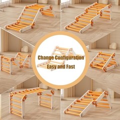 Toddler Climbing Gym Indoor, Foldable Pikler Triangle Set () | Indoor Orange