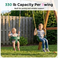 Toddler Swing Set, High Back Full Bucket Swing with Heavy Duty Swing Seat Com…