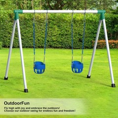 Baby Swing High Back Toddler Bucket Seat w/ Coated Chains & Carabiner, Blue
