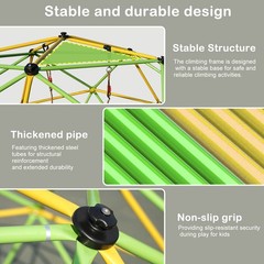 10FT Kids Outdoor Climbing Dome Jungle Gym Backyard Playground Frame with Swing