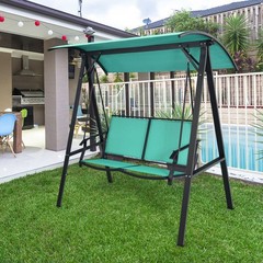 60x44x65in 2-Person Steel Patio Swing w/ Adjustable Weather-Resistant Canopy