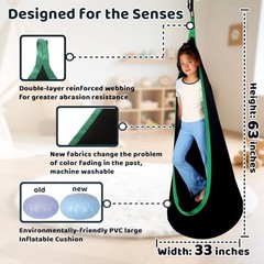 HiCamer Sensory Swing for Kids Indoor and Outdoor Pod Hammock Chair Seat Black
