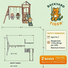 Backyard Discovery Tucson Swing Set Wooden Playset Outdoor Fun Not Ship AK or HI