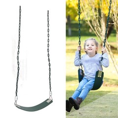 Outdoor EVA Soft Board Swing With Coated Chains Dark Green Easy To Install IQAK