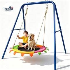 Saucer Swing Set for Kids Outdoor, Heavy Duty A-Frame Metal Swings Stand with 40