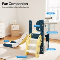Toddler Slide And Climber Dome Play Set Indoor Outdoor Blue Yellow Kids Toy
