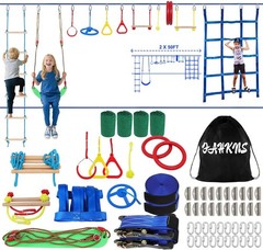 Ninja Warrior Obstacle Course for Kids Backyard – 2×50Ft Slackline Kit