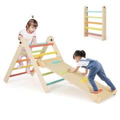 3-in-1 Triangular Climbing Toys Foldable & Height-adjustable Triangle Set