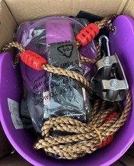 Just.smile Kids Zipline Kit 60ft Ninja Slackline Pulley w Purple Soft Swing NEW