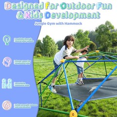 Gardenature 10FT Climbing Dome with Hammock, Outdoor Jungle Gym for Kids, Geomet