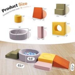 6-Piece Foam Climbing Blocks for Toddlers, Climb and Crawl Soft Play Set, Mac…