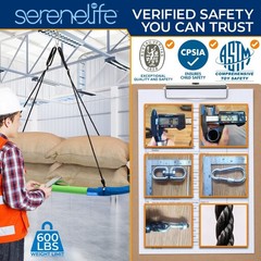 SereneLife 67 in Oval Platform Swing w/ Hang Kit Indoor/Outdoor (Rainbow)