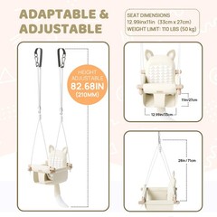 Hanging Chair Swing Seat with Heavy Duty Rope and Seat Belt for Toddlers Kids