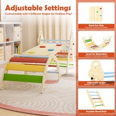 doowroodni Pikler Triangle Set 7in1 Toddler Climbing Toys Indoor Foldable Baby