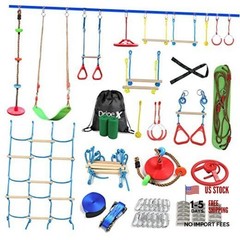 Ninja Obstacle Course for Kids Backyard – 10 Durable 1x60FT + 10 attachments