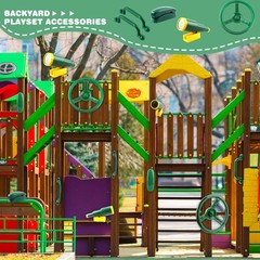 5 Pack Kids Playground Accessories Set Swingset Steering Wheel Plastic Telesc…