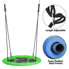 40″ Saucer Swing Durable Outdoor Solid Rope Swing Platform Green Safe Swing